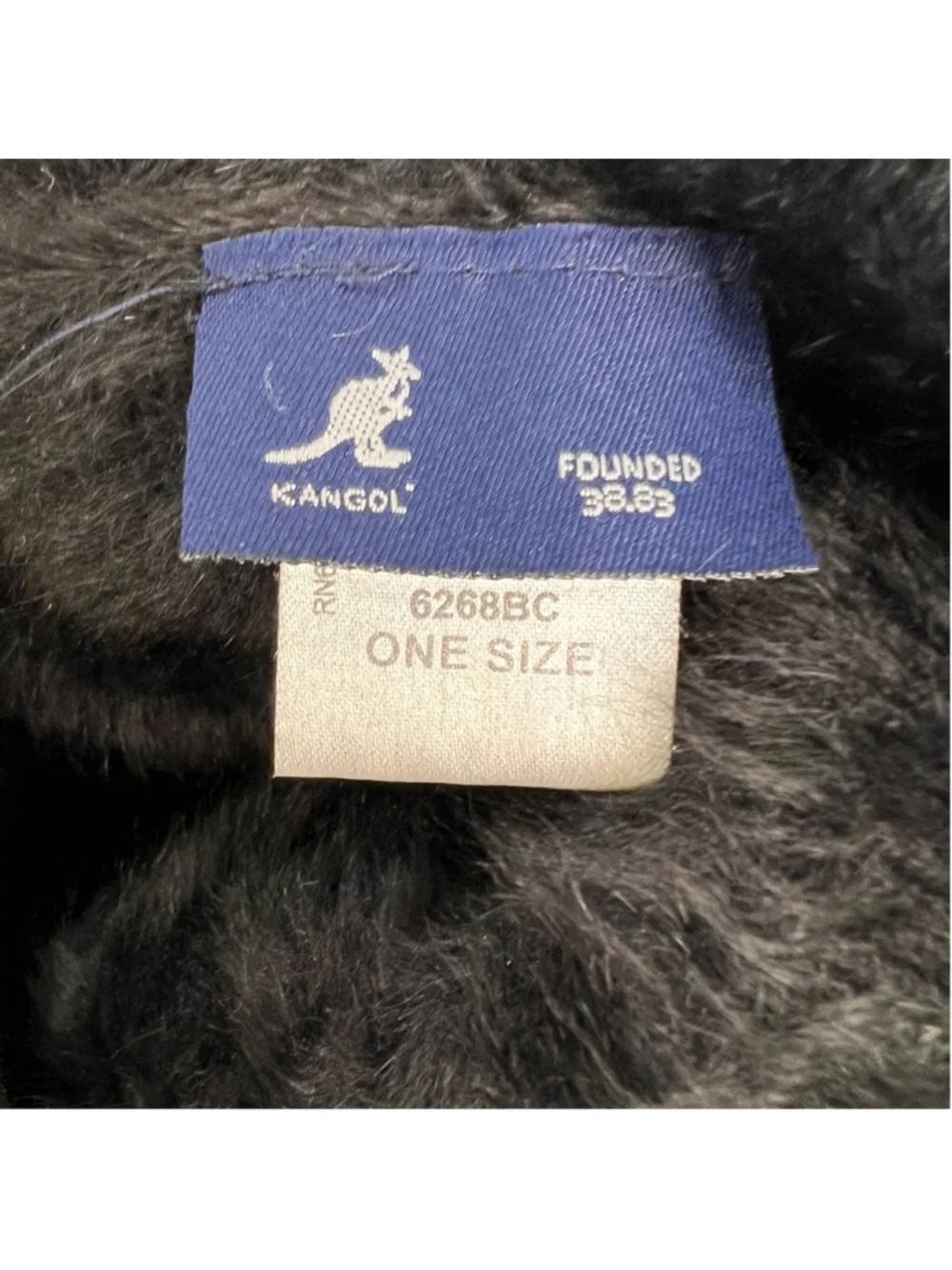 Vintage Y2K KANGOL Furgora pull on black fuzzy cuff beanie skull cap OS